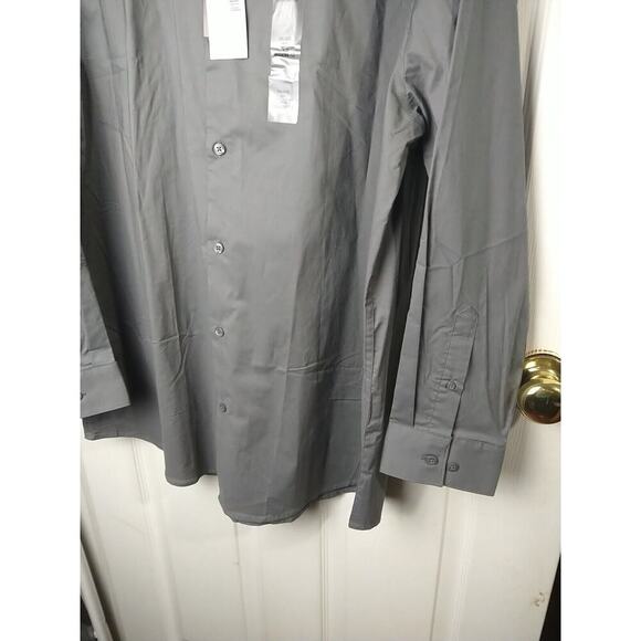 Structure Men's XXL Shirt Modern Fit Grey Collared Button Long Sleeves - Picture 3 of 9